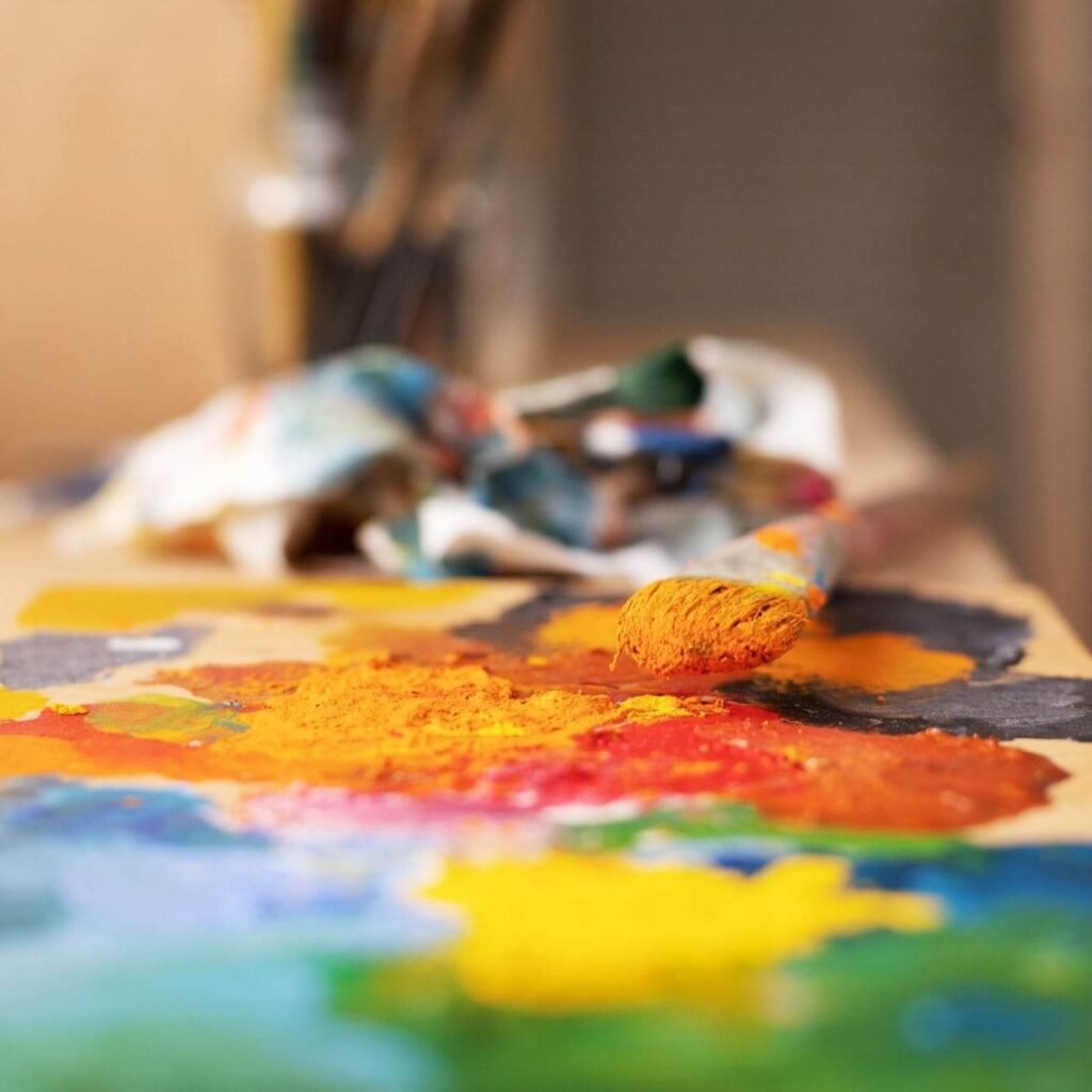 paint brush and art painting canvas as abstract ba gguwbmd